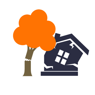 Stprm damage to house from tree